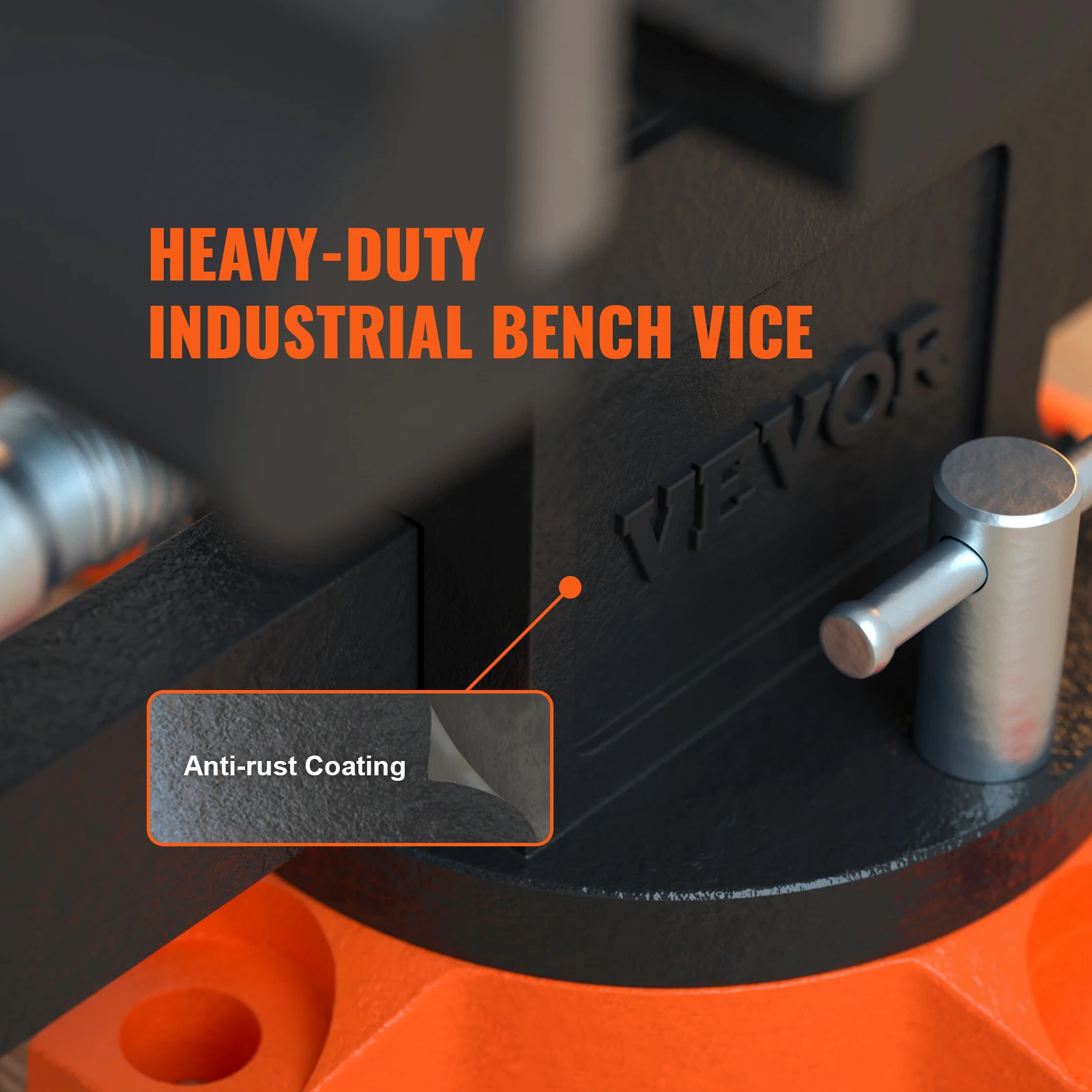 SucceBuy Bench Vise 4.5" Multipurpose with Swivel Base Anvil Heavy Duty Cast Iron for Drilling, Conduit Cutting, Sanding - Image 4