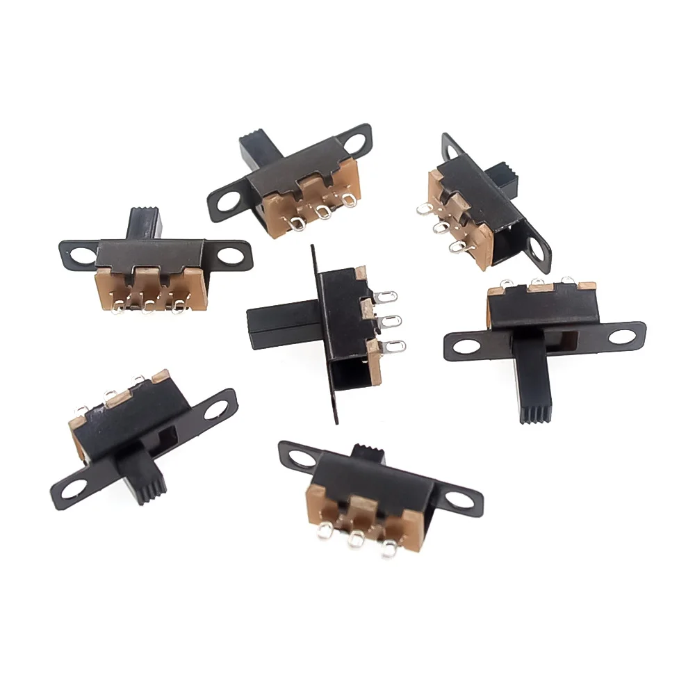 20PCS/Lot 50V 0.3A SS12F15 Mini Size Black SPDT Slide Switch for DIY Power Electronic Projects G6 1P2T Toggle Switch Handle 6mm - Image 2