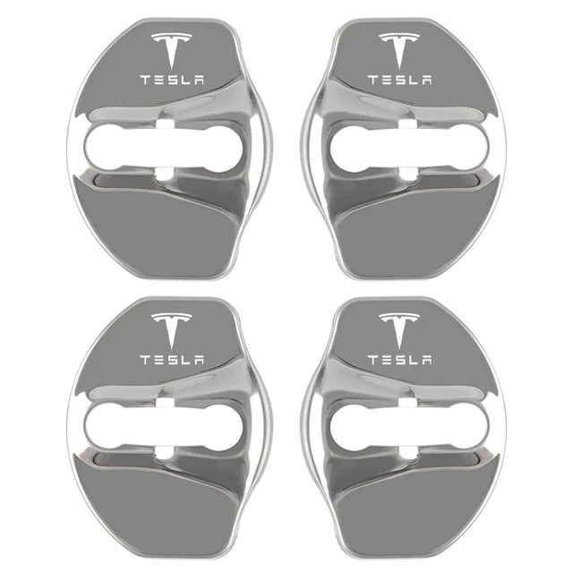 4pcs Metal Car door lock cover Protection Stickers For Tesla model 3 model X Y Auto Accessories - Image 11
