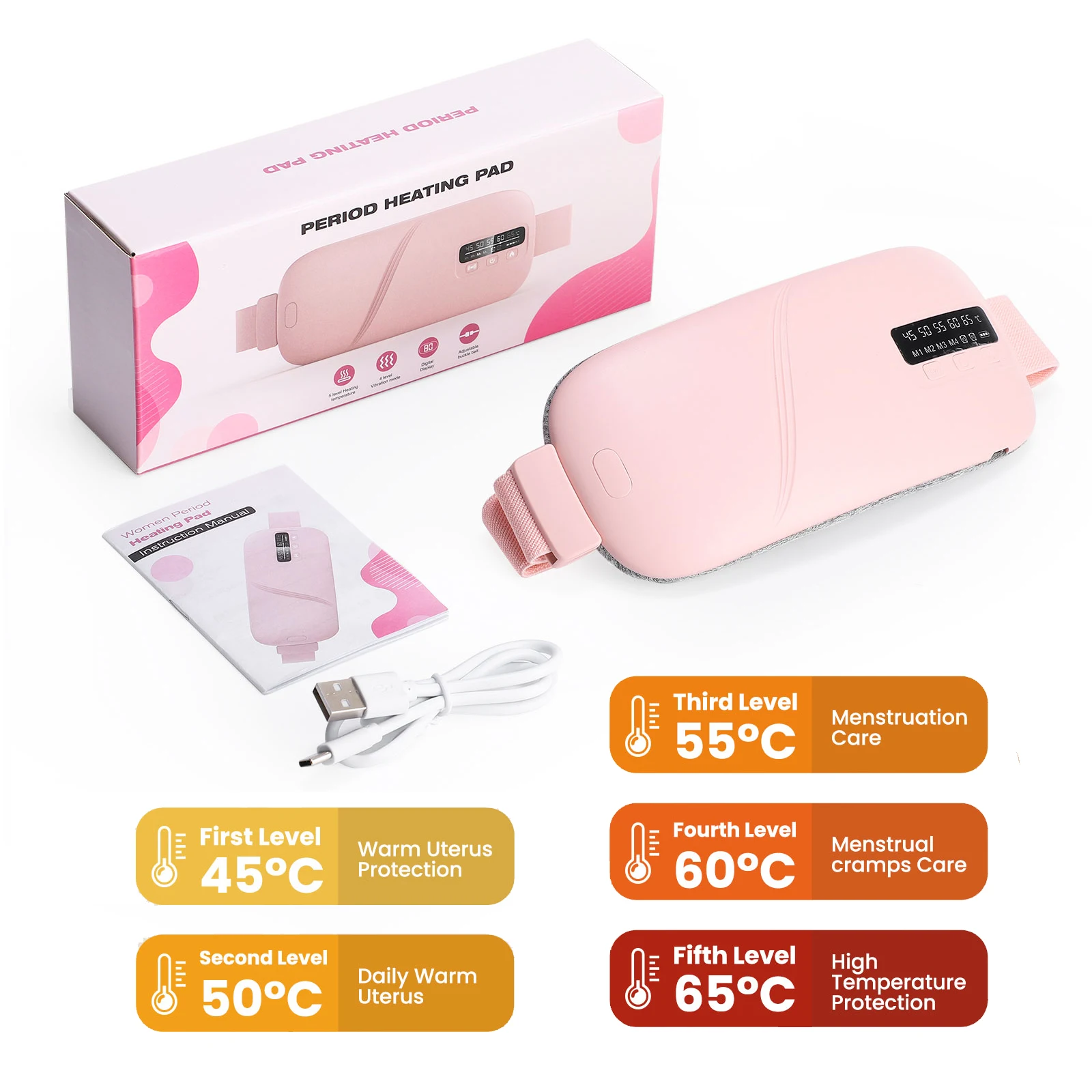 Electric Heating Pad Menstrual Cramp Massager Belt Women Period Care Hot Compress Device Vibration Abdominal Ulter Warmer Belt - Image 9