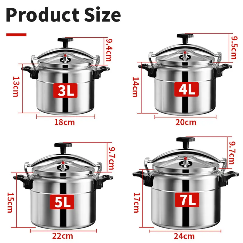 Aluminum 3L/4L/5L/7L Capacity Pressure Cooker Only for Gas Safe Explosion Proof Pressure Canner with Easy Lock Lid - Image 3