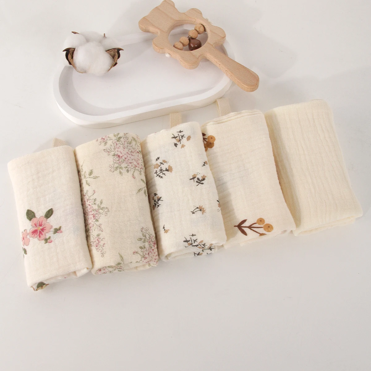 5Pcs Baby Cotton Washcloth Newborn Burp Cloth Square Towels 6-Layer Pure Cotton Soft Absorbent Gauze Cotton Baby Towels - Image 12