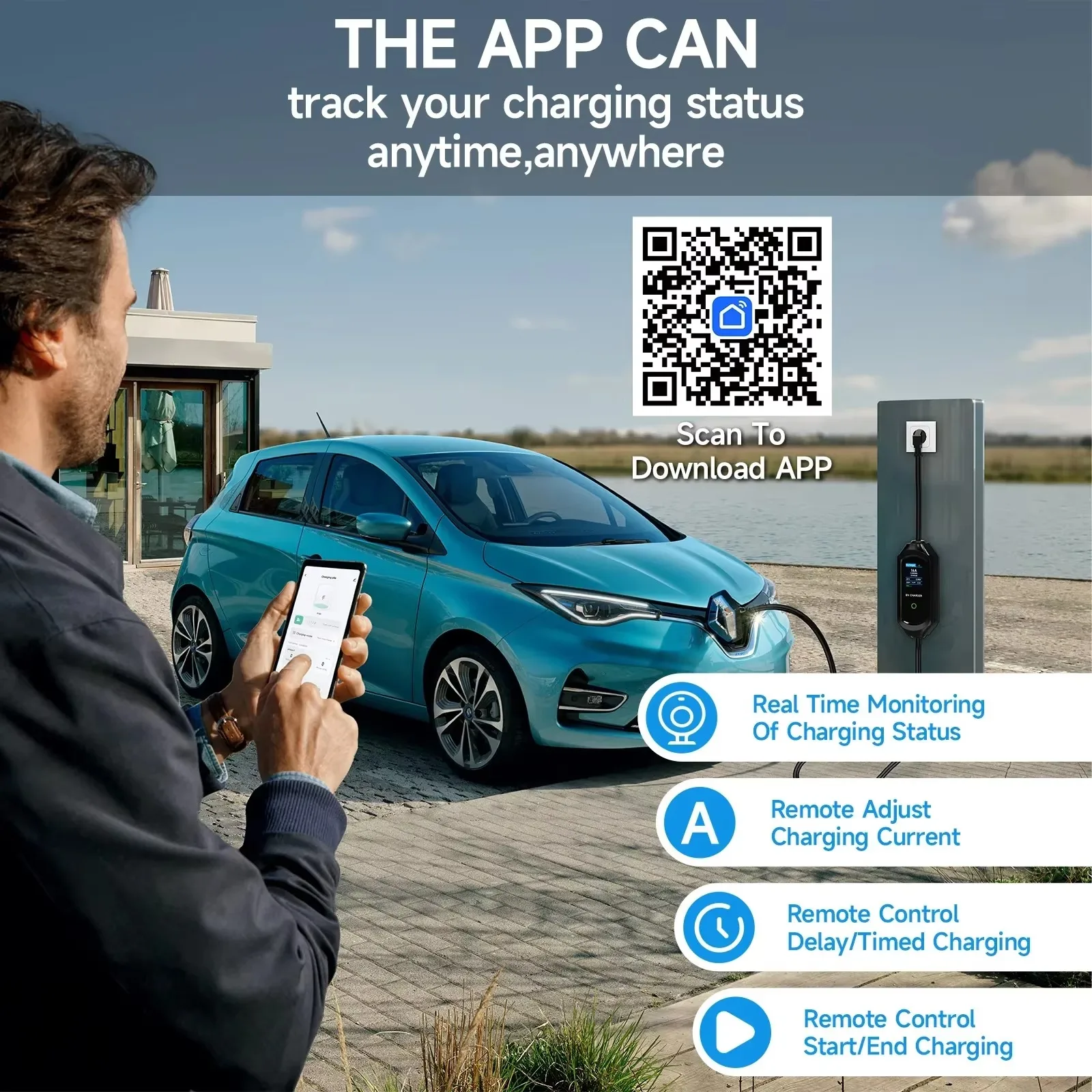 3.5KW Portable EV Charger for Tesla Model 3/X/Y/S 7KW Electric Car Charger NACS Fast Charging Cable WiFi APP Bluetooth Control - Image 4