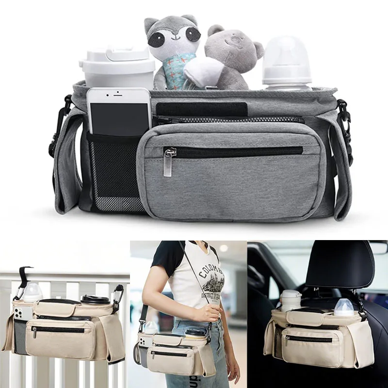 Baby Stroller Storage Large Capacity Travel Hanging Bag Mummy Bag Phone Bottle Holder Pram Diaper Bags Baby Stroller Accessories - Image 4
