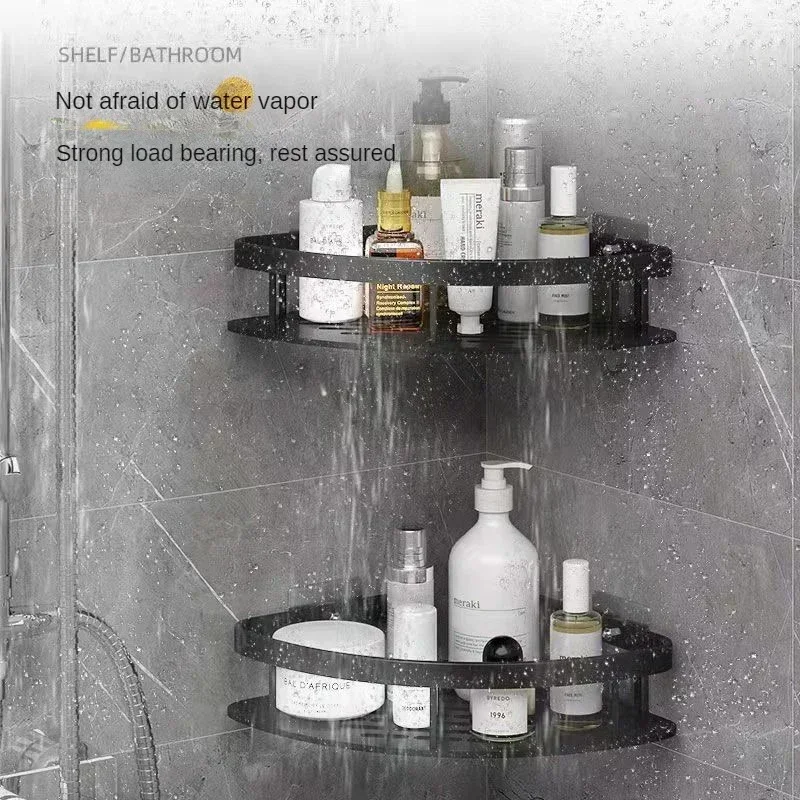 Bathroom Nail-free Shelf Shower Corner Shelf Aluminum Shampoo Shelf Shower Supply Storage Bathroom Accessories Bathroom Shelves - Image 5