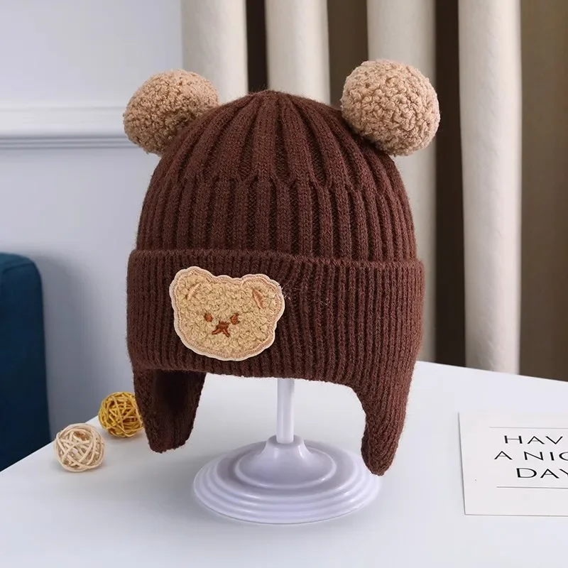Baby wool hat cute bear ear protection hat children winter thickened warm knitted Korean version of the baby hat - Image 11