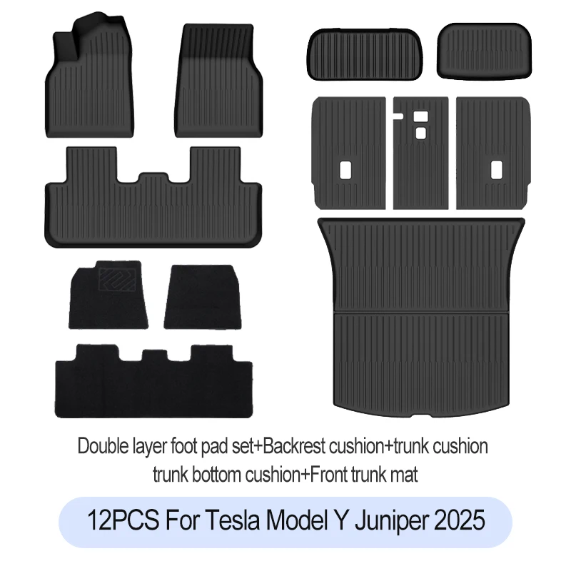 Tesla New Model Y Juniper 2025+ TPE Floor Mats Waterproof Luggage Mat Wear-resistant Foot Pads ModelY Trunk Mats Accessories - Image 19