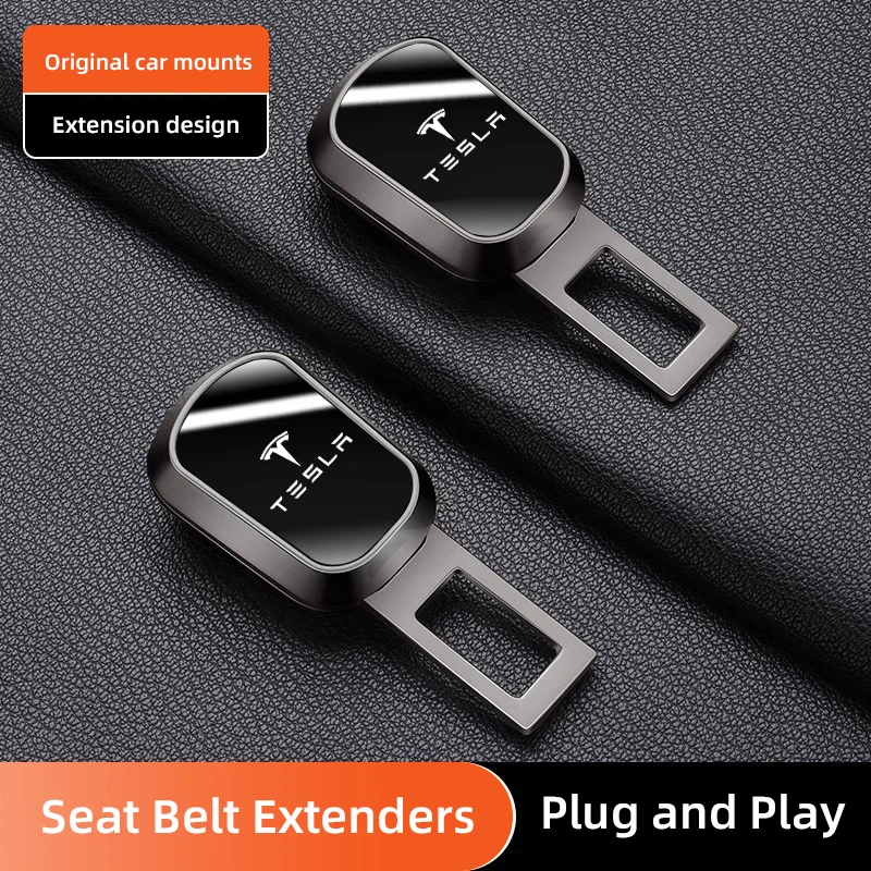 Car Seat Belt Extend Alloy Fastener Safety Strap Buckle Extender For Tesla Model 3 Model S Model X Model Y Cybertruck Roadster - Image 2