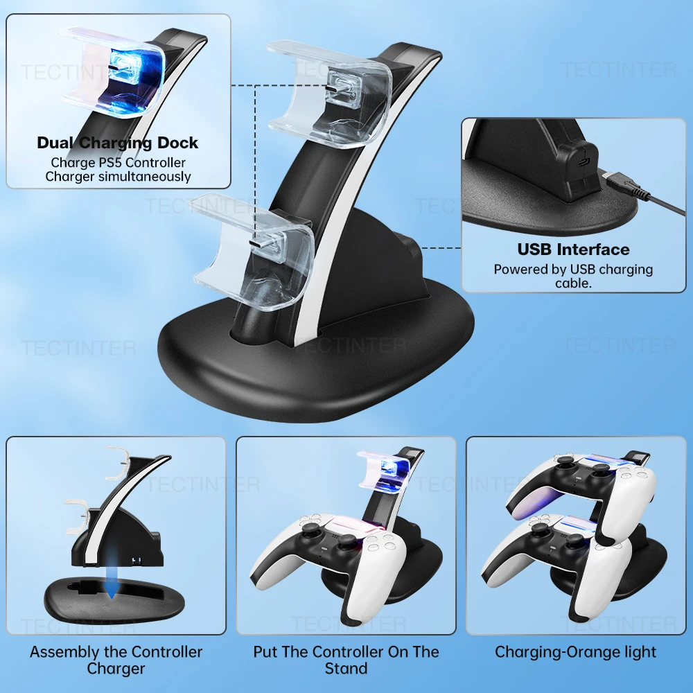 For PS5 Controller Type-C Dual Sense Charging Station Dual Charging Dock Charger Stand for PlayStation 5 Accessories - Image 5