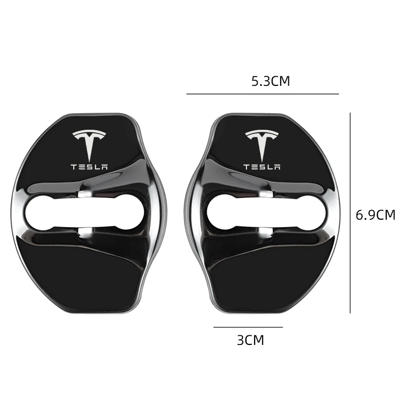4pcs Metal Car door lock cover Protection Stickers For Tesla model 3 model X Y Auto Accessories - Image 2