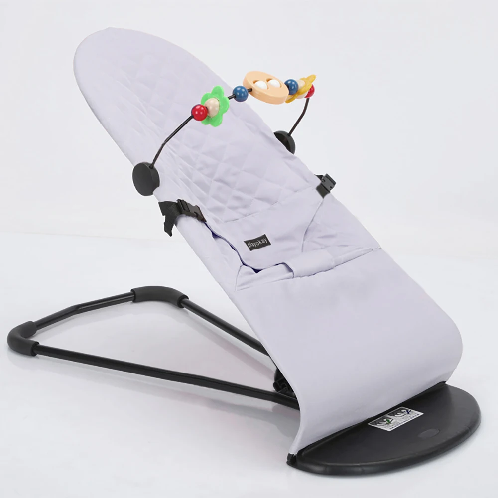 AnGku Baby Rocking Chair Foldable Baby Swing Chair for 0-12 Months Three-speed Height Adjustment Baby Bouncer with Toys - Image 11