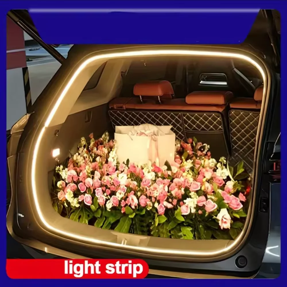Car high brightness trunk lighting ambient light interior decoration LED wiring free automatic sensing tailgate light strip - Image 2