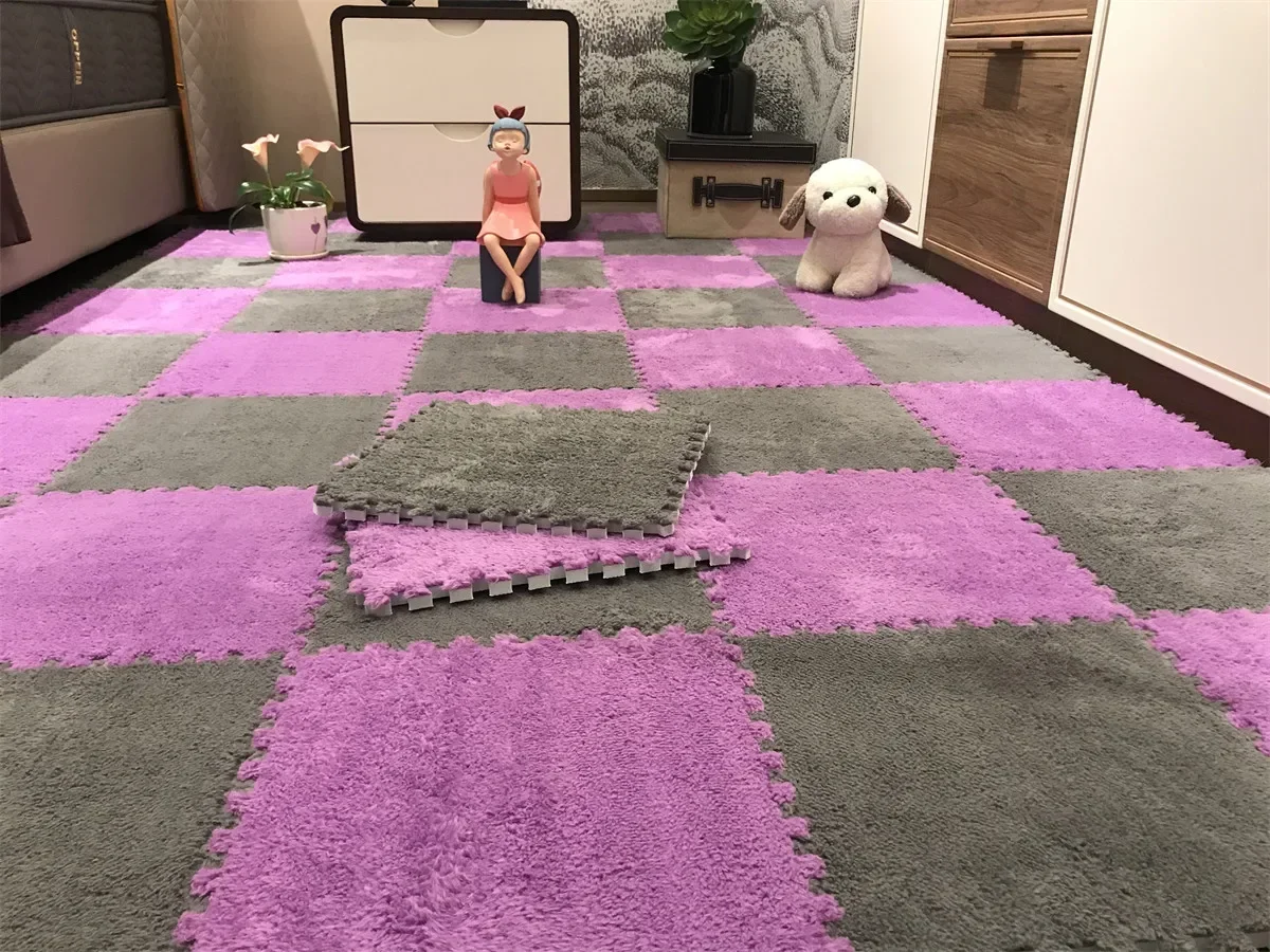 30*30CM Soft Plush Children Kids Rug Play Mat Puzzle Carpet Warm Playmat Interlocking Exercise Tiles Floor Carpet Decoration Mat - Image 23