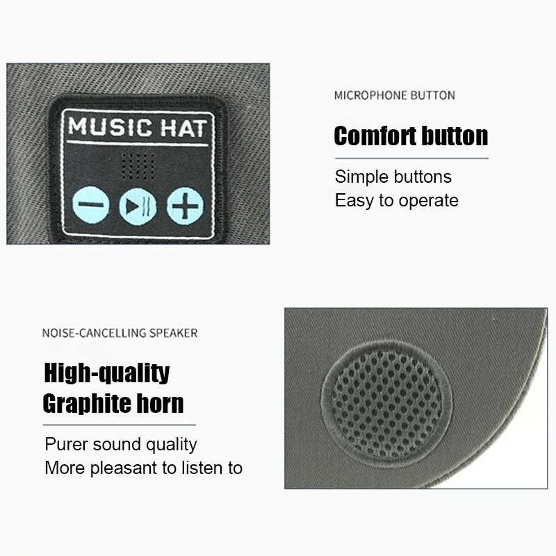 Bluetooth Sports Music Hat Headphone Dual Speaker Wireless Music Running Earphone with Mic Adjustable Baseball Cap Smart Speaker - Image 5
