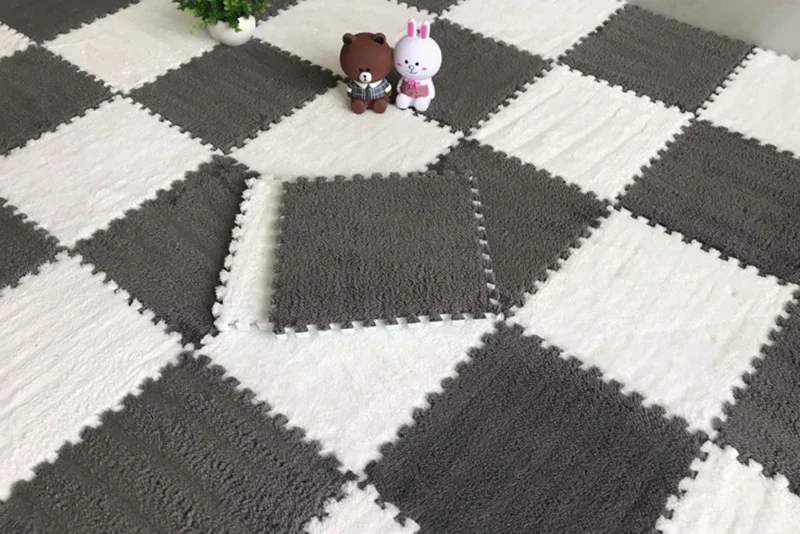30*30CM Soft Plush Children Kids Rug Play Mat Puzzle Carpet Warm Playmat Interlocking Exercise Tiles Floor Carpet Decoration Mat - Image 7
