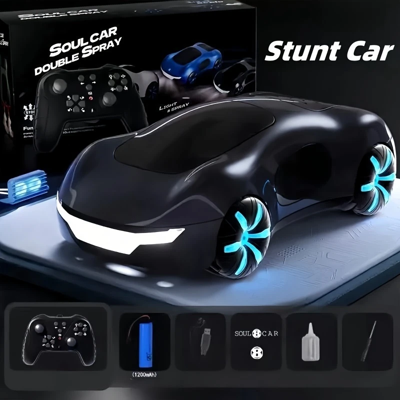 NEW cool sports car dual spray with sound and cool lights four-wheel drive science fiction concept car children's remote control - Image 7