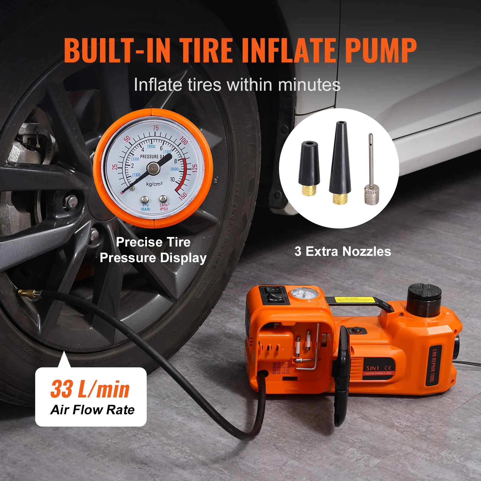 VEVOR 5 Ton Electric Car Jack 11023 LBS Hydraulic Jack Lift Portable Car Jack for SUV MPV Sedan Truck Change Tires Garage Repair - Image 4