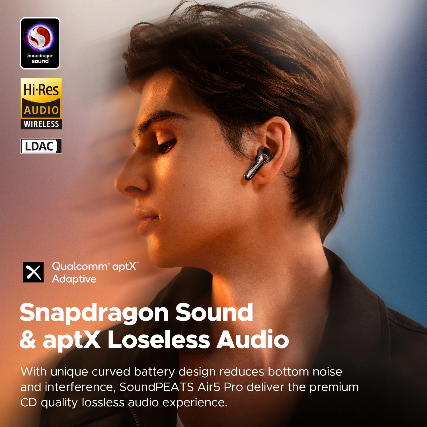 SOUNDPEATS Air5 Pro Wireless Earphones 55 dB Adaptive Hybrid ANC Bluetooth 5.4 Earbuds, Hi-Res LDAC aptX Loseless,6 Mics AI ENC - Image 2