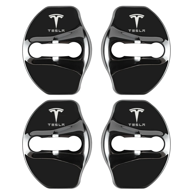 4pcs Metal Car door lock cover Protection Stickers For Tesla model 3 model X Y Auto Accessories - Image 8
