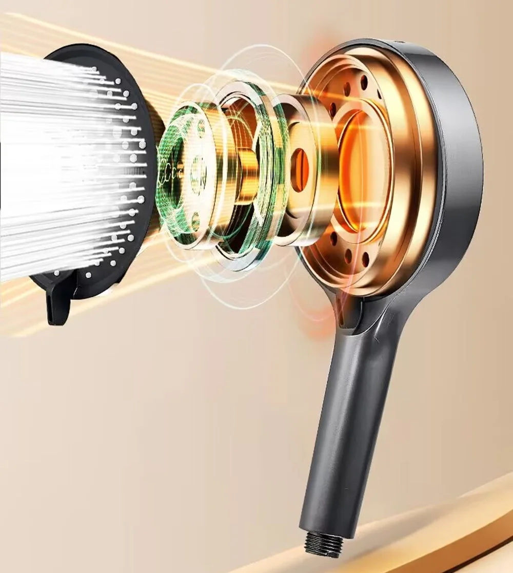 New 15CM High Pressure Shower Head for Hard Water High Pressure Shower 7 Modes Adjustable Spray with Massage Bathroom - Image 4