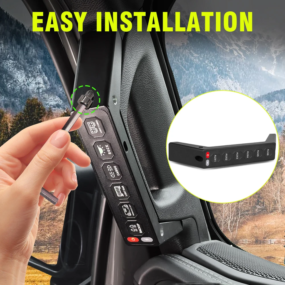 6 Gang Grab Handle Switch Panel for Jeep Wrangler Wireless Grab Handle Switch Panel , Offroad - Image 5