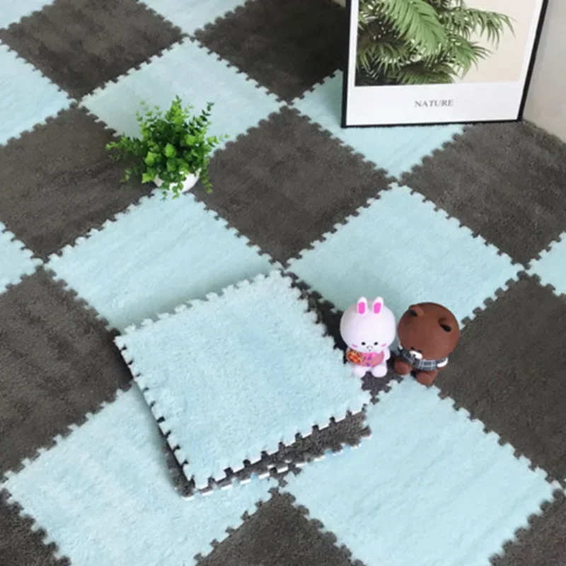 30*30CM Soft Plush Children Kids Rug Play Mat Puzzle Carpet Warm Playmat Interlocking Exercise Tiles Floor Carpet Decoration Mat - Image 24