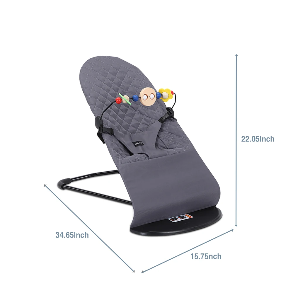 AnGku Baby Rocking Chair Foldable Baby Swing Chair for 0-12 Months Three-speed Height Adjustment Baby Bouncer with Toys - Image 6