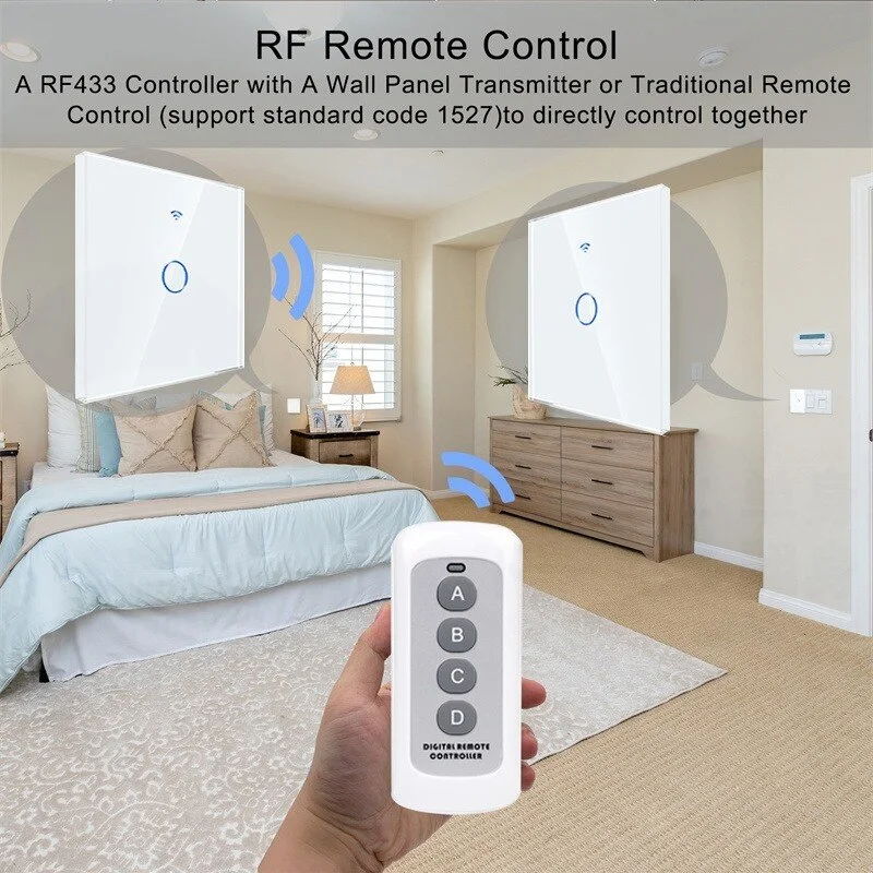 AXUS WiFi Smart Light Switches Touch Switch RF433 No Neutral Wire Smart Home Life Tuya App Control Support Alexa Google Home - Image 3