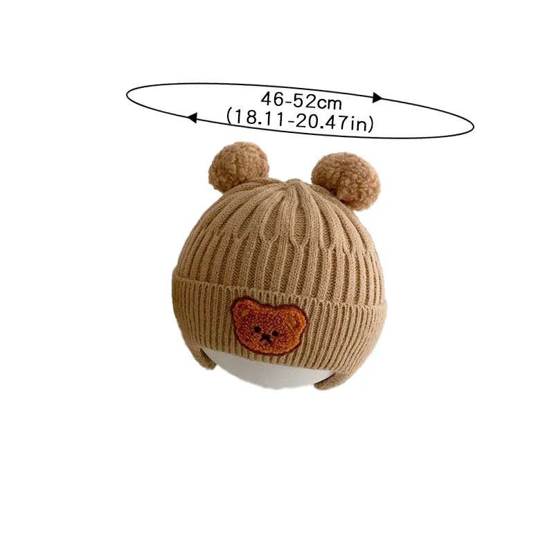 Baby wool hat cute bear ear protection hat children winter thickened warm knitted Korean version of the baby hat - Image 6