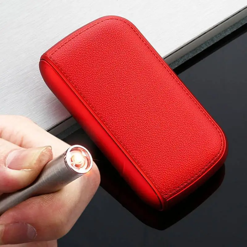 New Imitation Leather Cigarette Case with USB Tungsten Electronic Lighter Cigarette Case Men's Exquisite Gift Cigarette Tool - Image 9