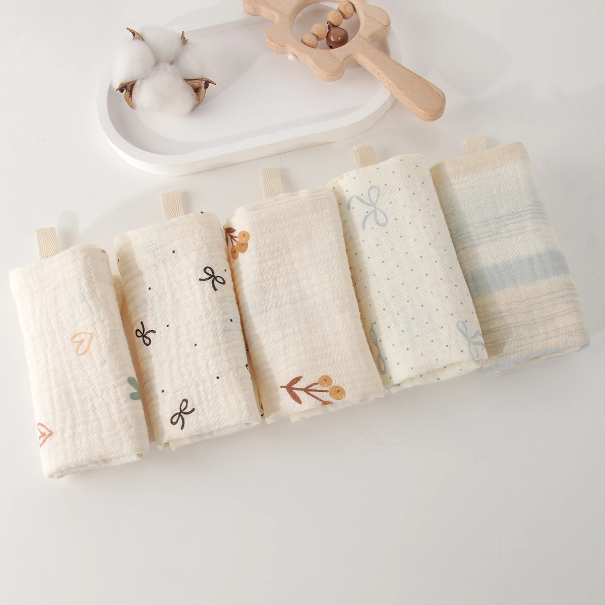 5Pcs Baby Cotton Washcloth Newborn Burp Cloth Square Towels 6-Layer Pure Cotton Soft Absorbent Gauze Cotton Baby Towels - Image 10