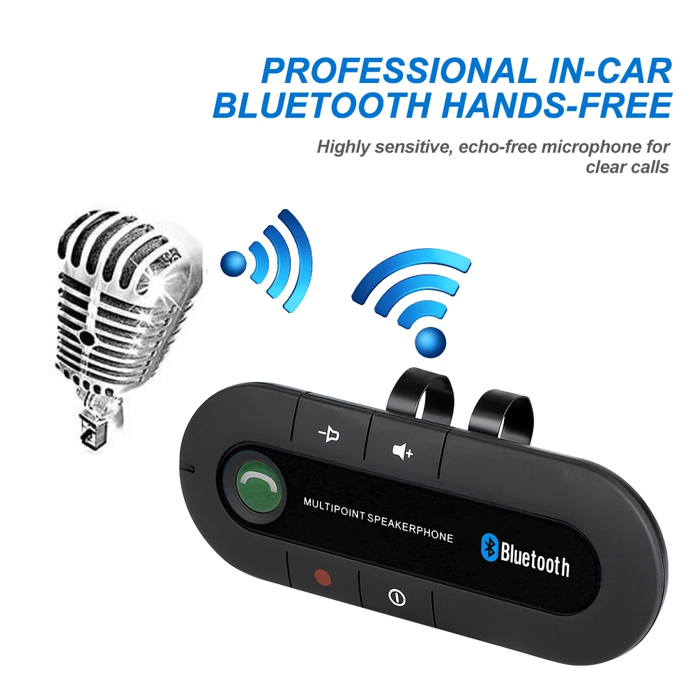 Bluetooth Speaker Handsfree Car Kit Sun Visor Clip Wireless Audio Receiver Speakerphone Wireless Stereo MP3 Music Player - Image 5