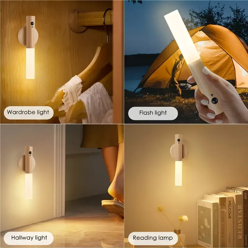 Smart Motion Sensor Night Light LED Rechargeable Magnetic Wall Lamp Portable for Hallway Bedroom Stairs Bathroom Cabinets Decor - Image 2