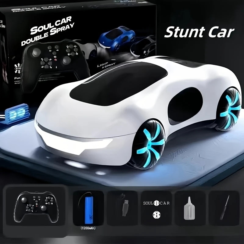 NEW cool sports car dual spray with sound and cool lights four-wheel drive science fiction concept car children's remote control - Image 8