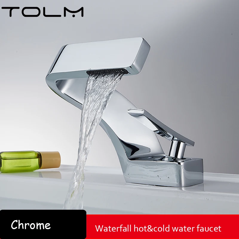 Luxury Modern TOLM Brass Black Gold Basin Faucet Bathroom Sink Faucets Hot Cold Water Mixer Crane Deck Mounted Single Handle Hole Bath Kitchen - Image 12