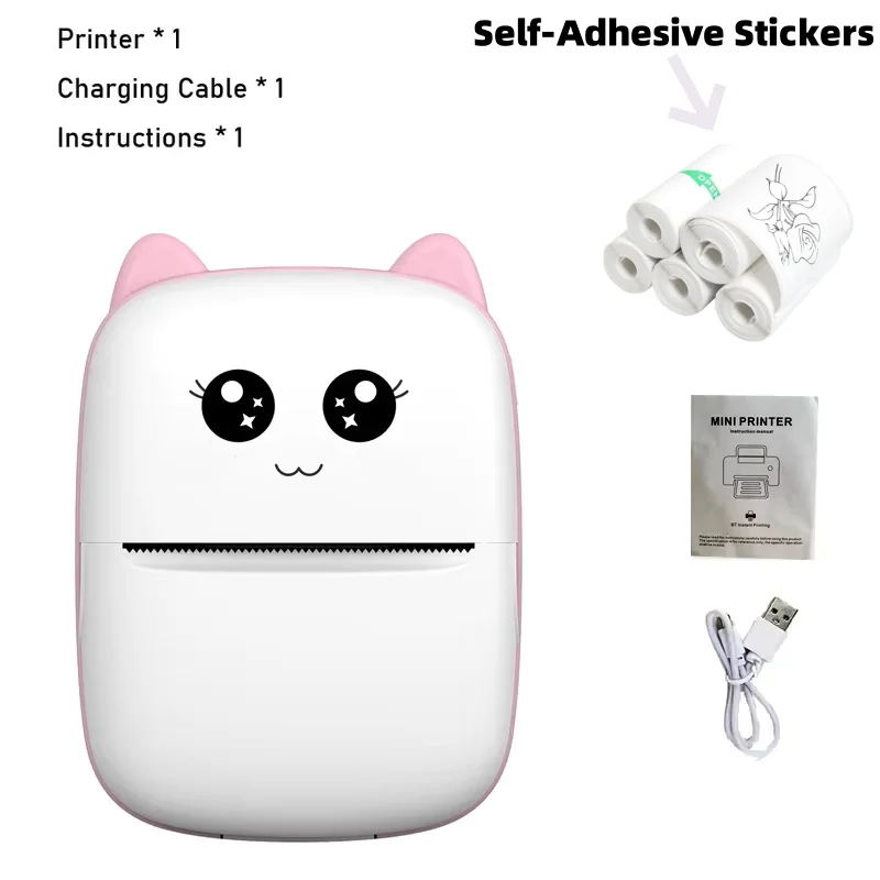 Portable thermal printer mini cat print photo pocket thermal label printer 58mm printing wireless Bluetooth Android iOS printers - Image 13