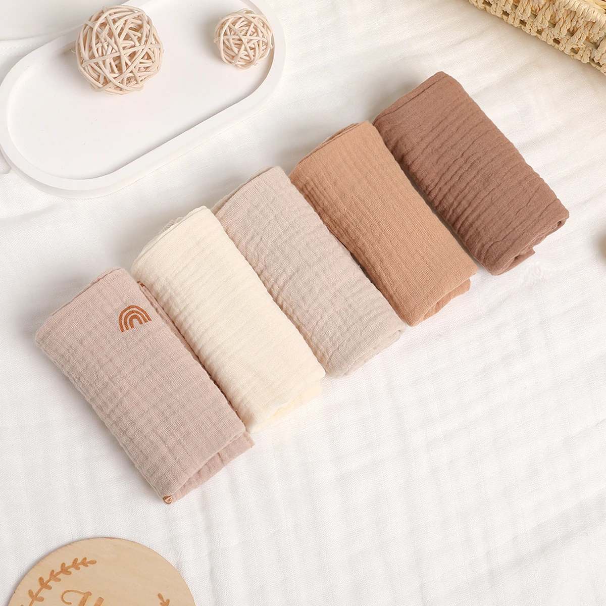 5Pcs Baby Cotton Washcloth Newborn Burp Cloth Square Towels 6-Layer Pure Cotton Soft Absorbent Gauze Cotton Baby Towels - Image 18