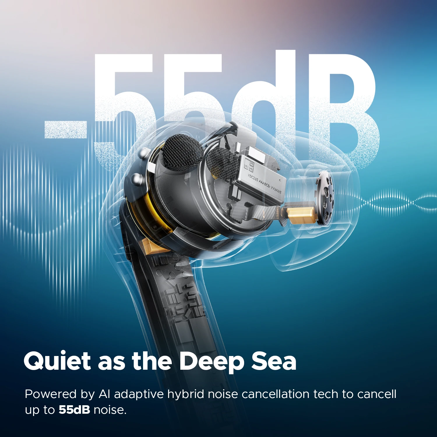 SOUNDPEATS Air5 Pro Wireless Earphones 55 dB Adaptive Hybrid ANC Bluetooth 5.4 Earbuds, Hi-Res LDAC aptX Loseless,6 Mics AI ENC - Image 3