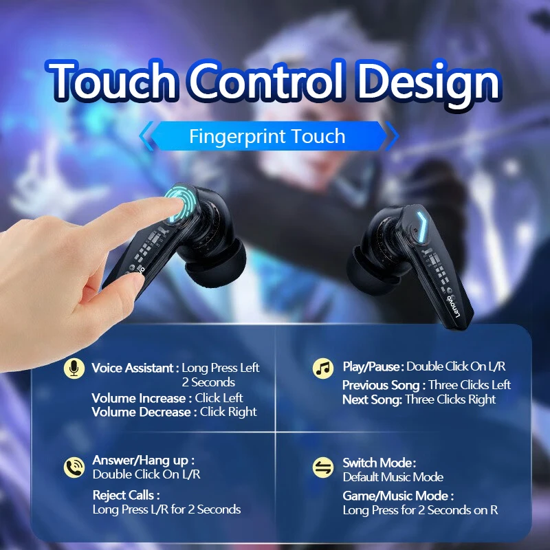 Lenovo GM2 Pro Gaming Earphones Bluetooth 5.3 Sport Headset Dual Mode HD Call Noise Reduction Earbuds with Mic Music Earphones - Image 6