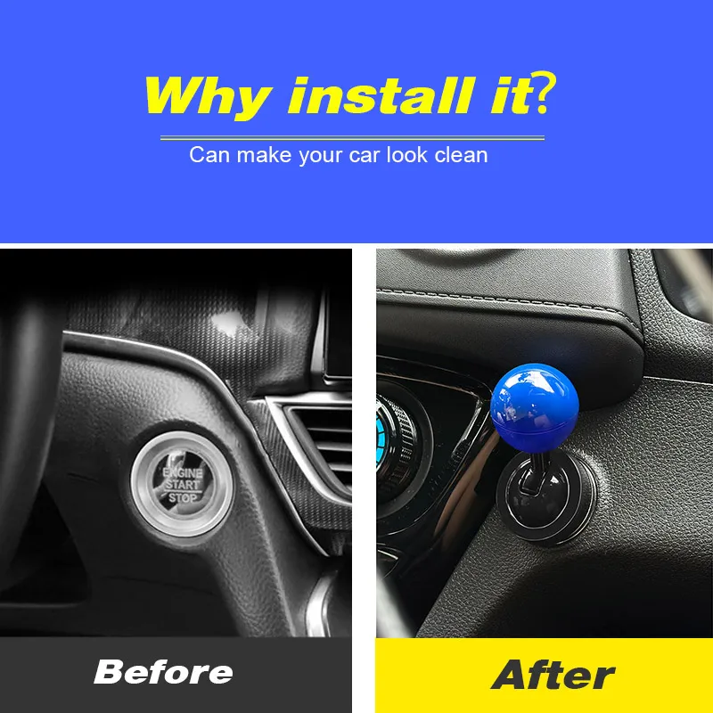 Vtear Universal Car Start Stop Button Cover Interior Metal Ball-Bar One Touch Rocker Sticker Decorative Modification Accessories - Image 2
