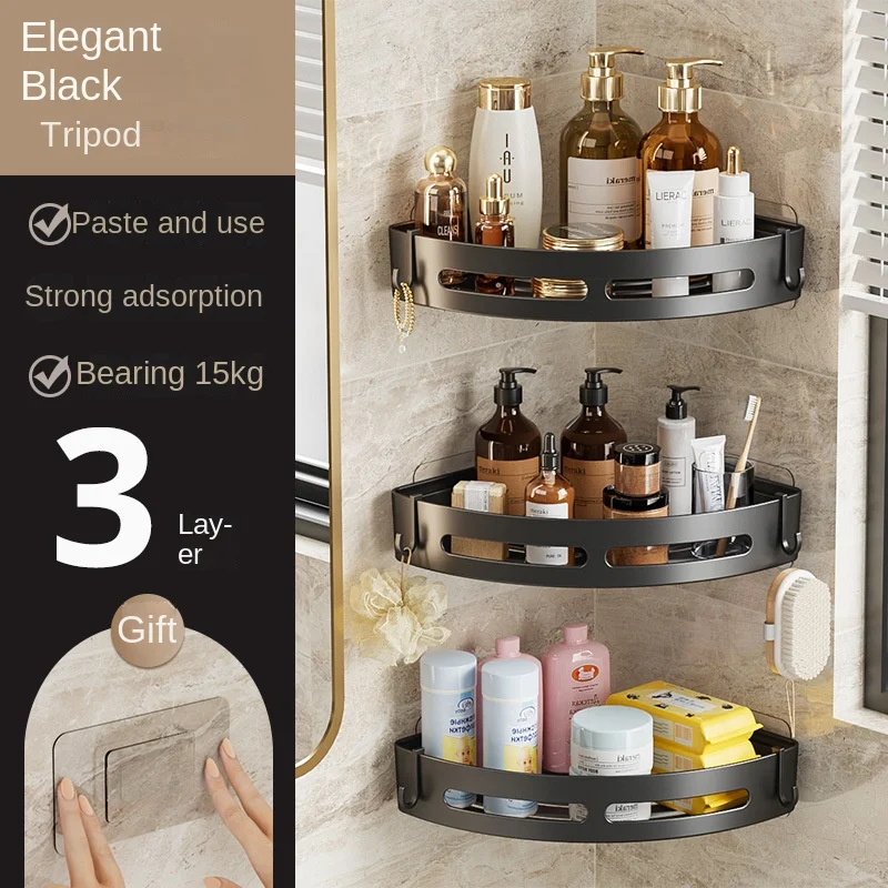 3/2/1 PCS Strong Adhesive No Drill Shower Shelf Storage Upgraded Waterproof Bathroom Organizer Shampoo & Towel Holder Wall Mount - Image 9