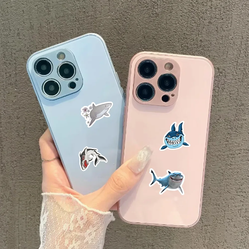 10/60PCS Shark Cartoon Stickers Ferocious Marine Animals Decals Blue Graffiti Decoration Luggage Laptop Phone Guitar Sticker Toy - Image 6