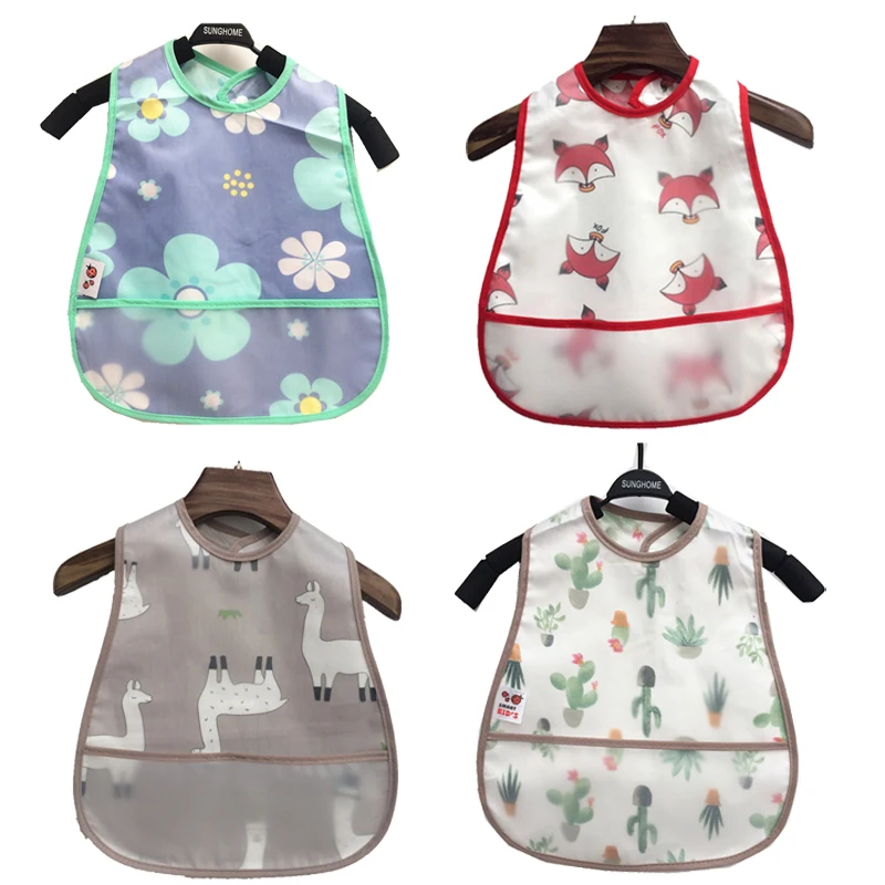 2026 New Cartoon Pattern EVA Waterproof Pocket Lunch Feeding Bibs Adjustable Baby Bibs Cute Children Baby Apron Kids Burp Cloths - Image 2