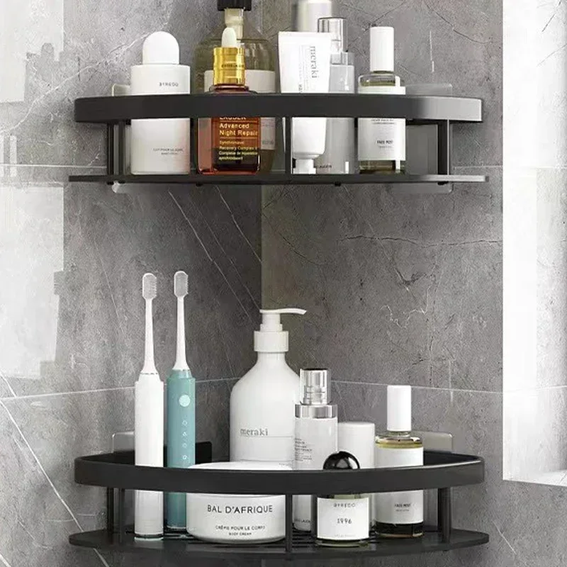 Bathroom Nail-free Shelf Shower Corner Shelf Aluminum Shampoo Shelf Shower Supply Storage Bathroom Accessories Bathroom Shelves - Image 9