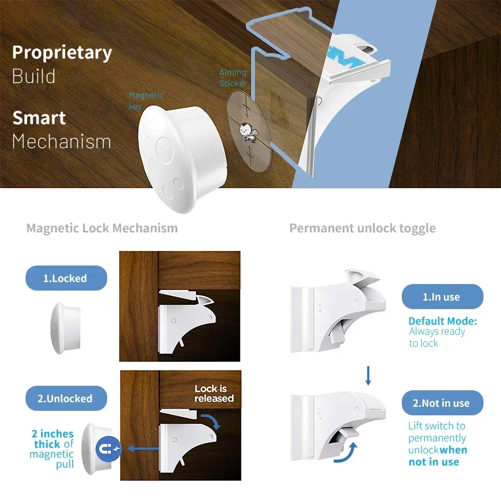 Magnetic Child Lock Children Protection Baby Safety Lock Drawer Latch Cabinet Door Lock Limiter Children Security Locks - Image 2