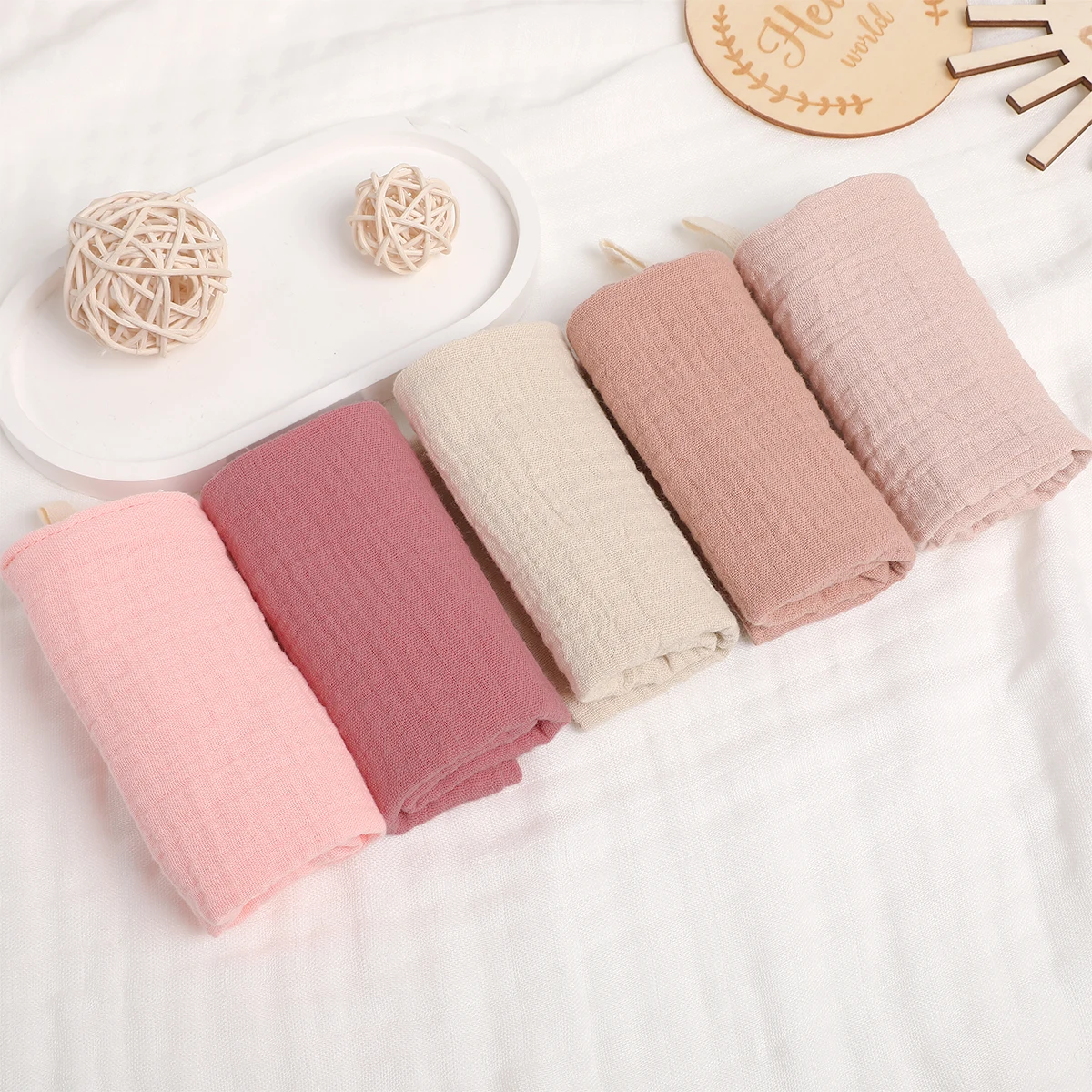 5Pcs Baby Cotton Washcloth Newborn Burp Cloth Square Towels 6-Layer Pure Cotton Soft Absorbent Gauze Cotton Baby Towels - Image 8