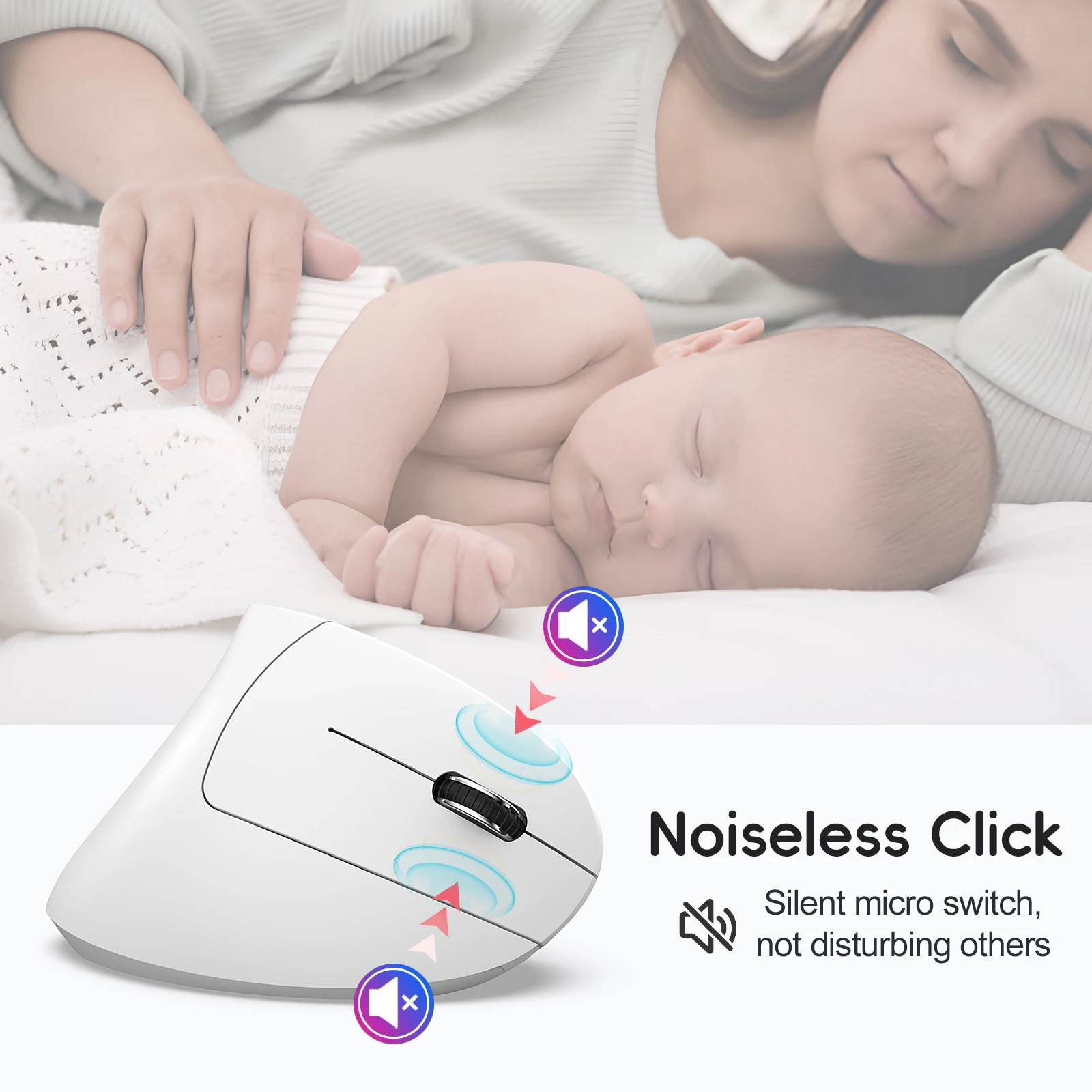 2025 New arrival HXSJ dual mode vertical mouse ergonomic ABS 600mAh rechargeable 2400DPI Type-c interface wireless mouse for pc - Image 4