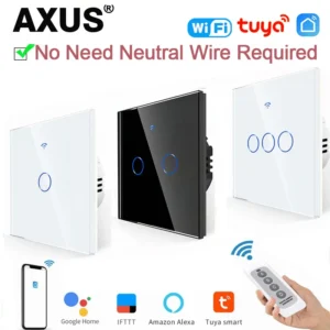 AXUS  WiFi Smart Light Switches Touch Switch RF433 No Neutral Wire Smart Home Life Tuya App Control Support Alexa Google Home