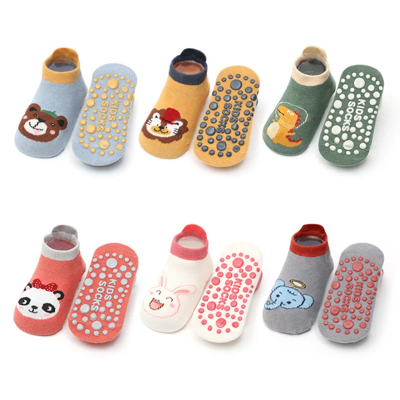 6 Pairs Kids Cotton Socks Cute Cartoon Animal Pattern Comfy Breathable Baby Non-slip Floor Socks - Image 7