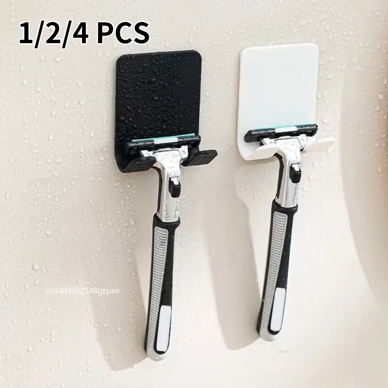 1/2/4PCS Adhesive Razor Holder Wall Mounted Bathroom For Shower Hook Rack Shaver Holder Plastic Hook Holder Razor Rack